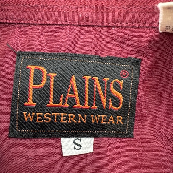 Plains Western Wear Shirt Men's SM Maroon Cowboy Long Sleeve Pearl Snap Rodeo - Picture 3 of 11